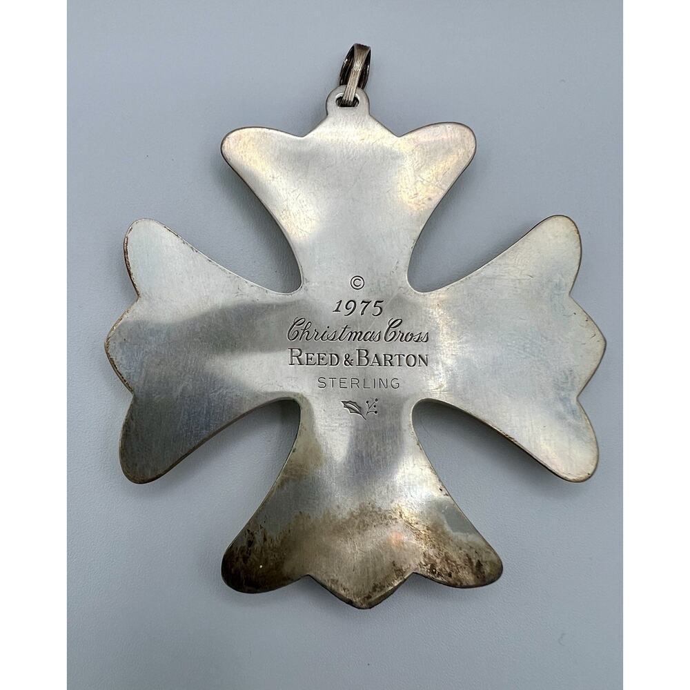 Vtg Retired Limited Edition 1975 Reed & Barton Sterling Silver Christmas Cross - Picture 5 of 6